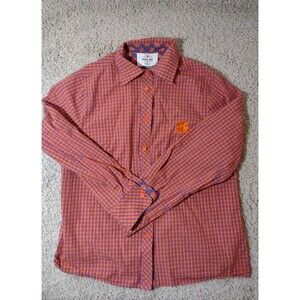 Clemson Tigers Emerson Street Button Up Checkered Orange Purple Tiger Paw M